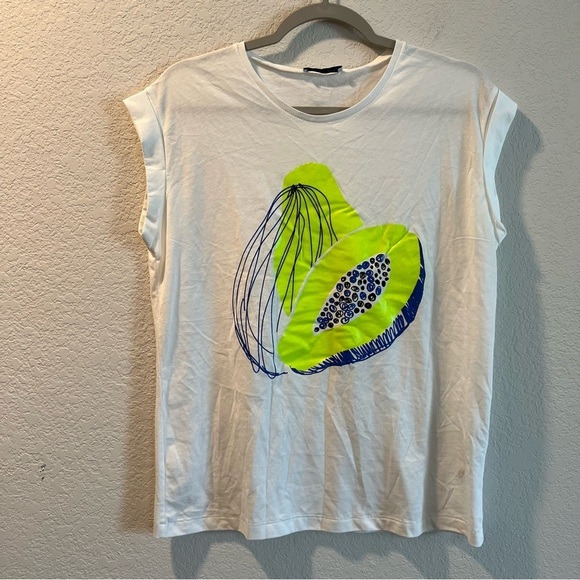 Women’s Zara fruit pear printed boxy style short sleeve tee size small S - Picture 1 of 6
